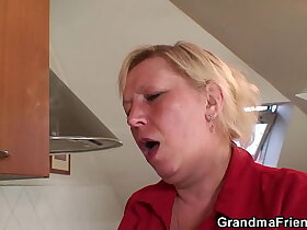 Full-grown grandma gets toyed with an increment of fucked away from repairmen